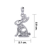 Celtic Rabbit or Hare With Crescent Moon Silver Pendant TPD6036