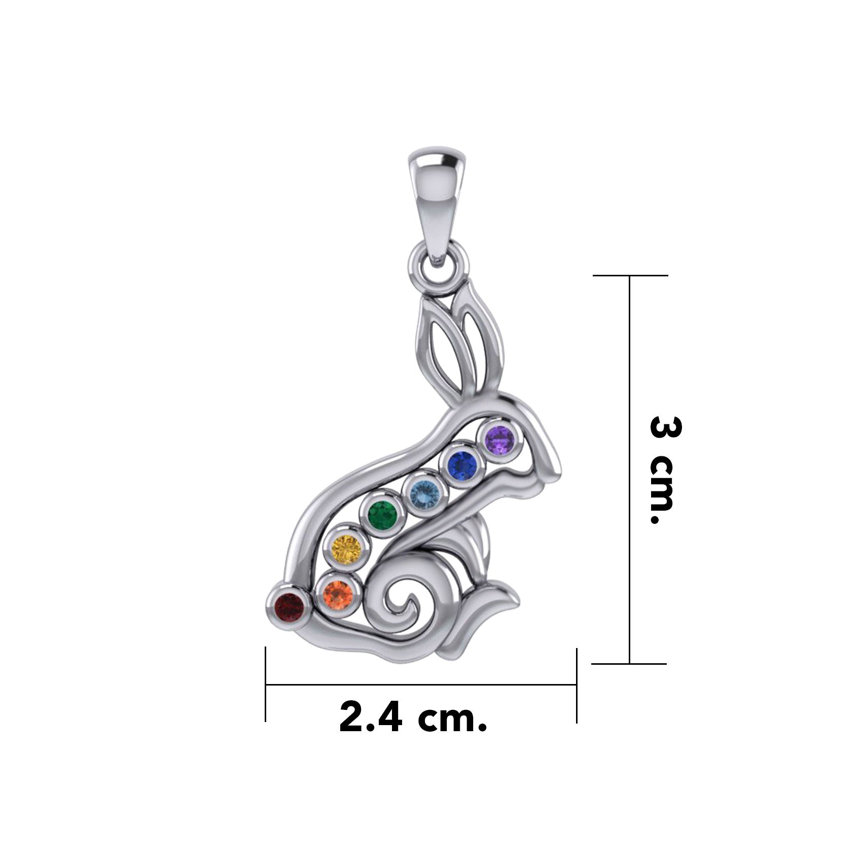 Rabbit or Hare Silver Pendant with Chakra Gemstone TPD6039