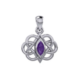 Celtic Double Heart And Infinity Pendant With Gemstone TPD6043