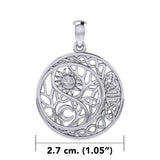 The Yin Yang Tree of Life on Celtic Crescent Moon Silver Pendant TPD6060