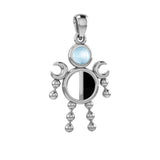 Half Moon Phase Silver Doll Pendant With Gem TPD6107
