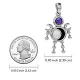 Crescent Moon Phase Silver Doll Pendant With Gem TPD6108
