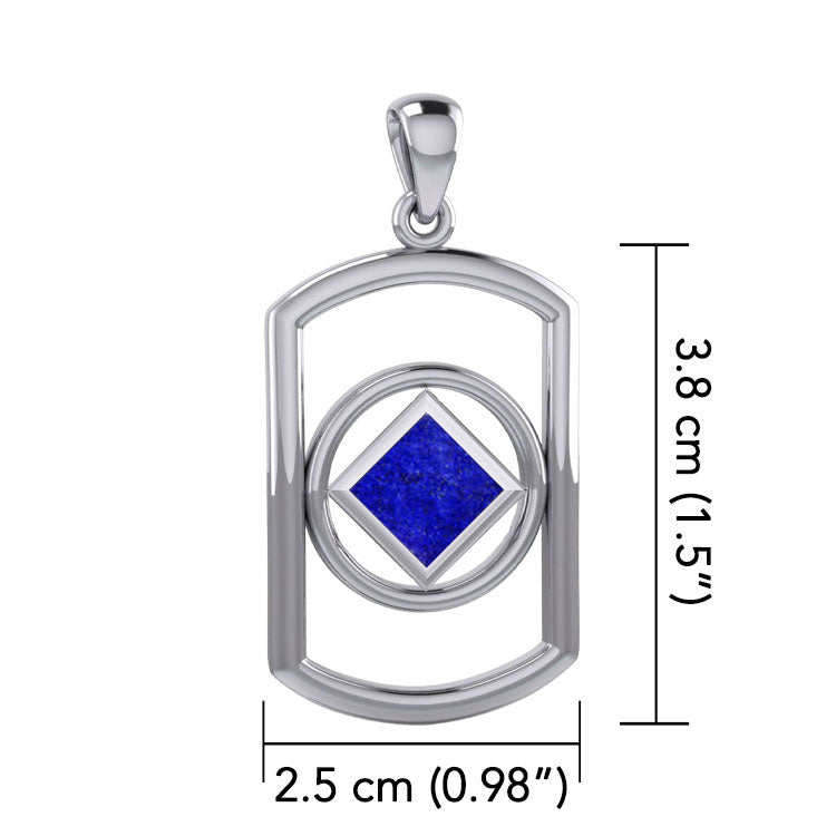 Rectangle Silver Pendant with Inlay Stone in NA Symbol Shape TPD6165