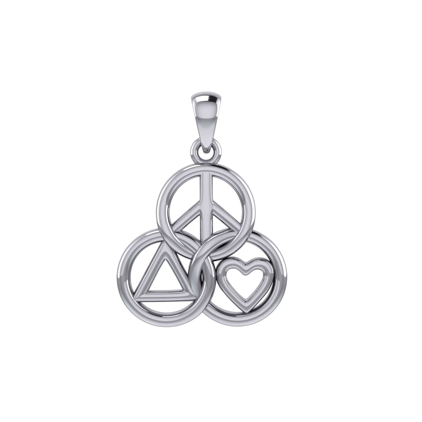 Peace, Love and Recovery in Borromean rings Silver Pendant TPD7008