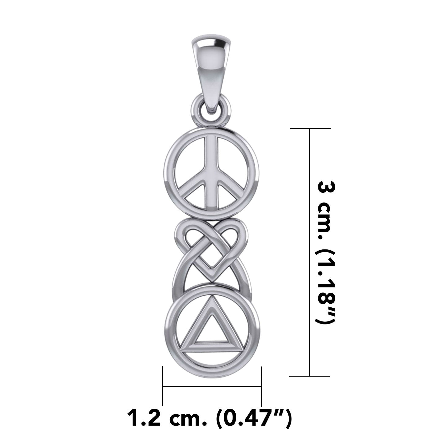 Peace, Celtic Heart and Recovery Silver Pendant TPD7009