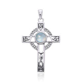 Modern Celtic Knot Cross Gem Silver Pendant TPD721 - Jewelry