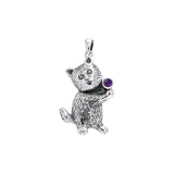 Standing Kitty Silver Pendant