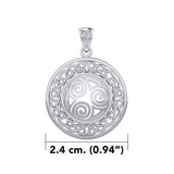 Celtic Knot Triskelion Spiral Silver Pendant TPD727