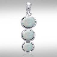 Tiered Cabochon Silver Pendant TPD738 - Jewelry