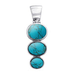Flat Tiered Cabochon Silver Pendant