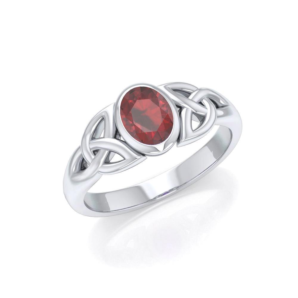 Love in interconnectedness ~ Sterling Silver Celtic Triquetra Knot Ring with Gemstone TR1420 - Jewelry