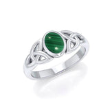 Love in interconnectedness ~ Sterling Silver Celtic Triquetra Knot Ring with Gemstone TR1420 - Jewelry