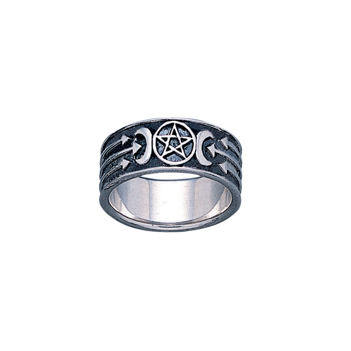 Silver Pentagram Pentacle Ring TR1688
