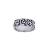 Silver Pentagram Pentacle Spinner Ring TR1694