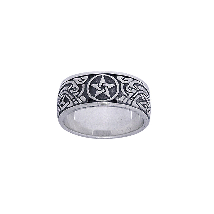 Silver Pentagram Pentacle Spinner Ring TR1695