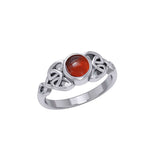 Celtic Knotwork and Gem Silver Ring TR3576
