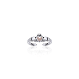 Irish Claddagh Silver Toe Ring with Gemstone Inlay TR3725 - Jewelry