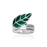 Inlay Leaf Silver Ring TRI1111 - Jewelry