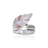 Inlay Leaf Silver Ring TRI1111 - Jewelry