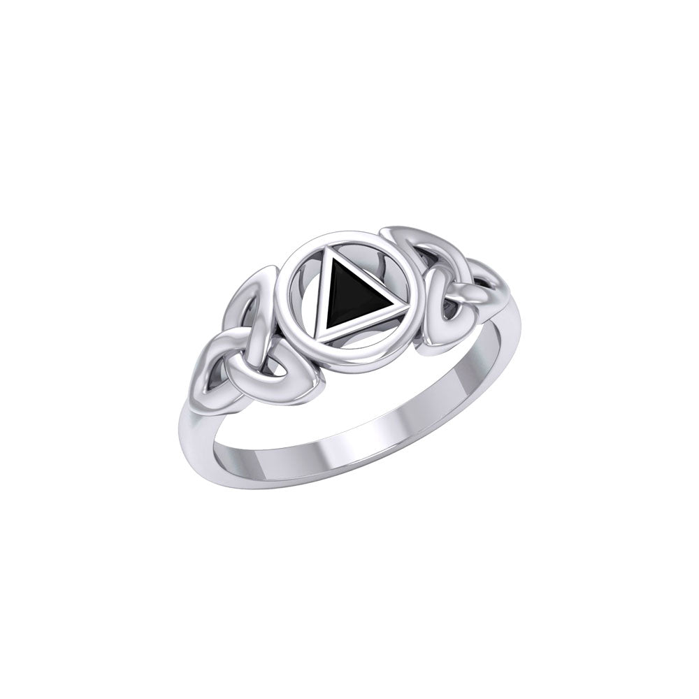 AA Recovery Silver Ring with Inlay Stone TRI1271