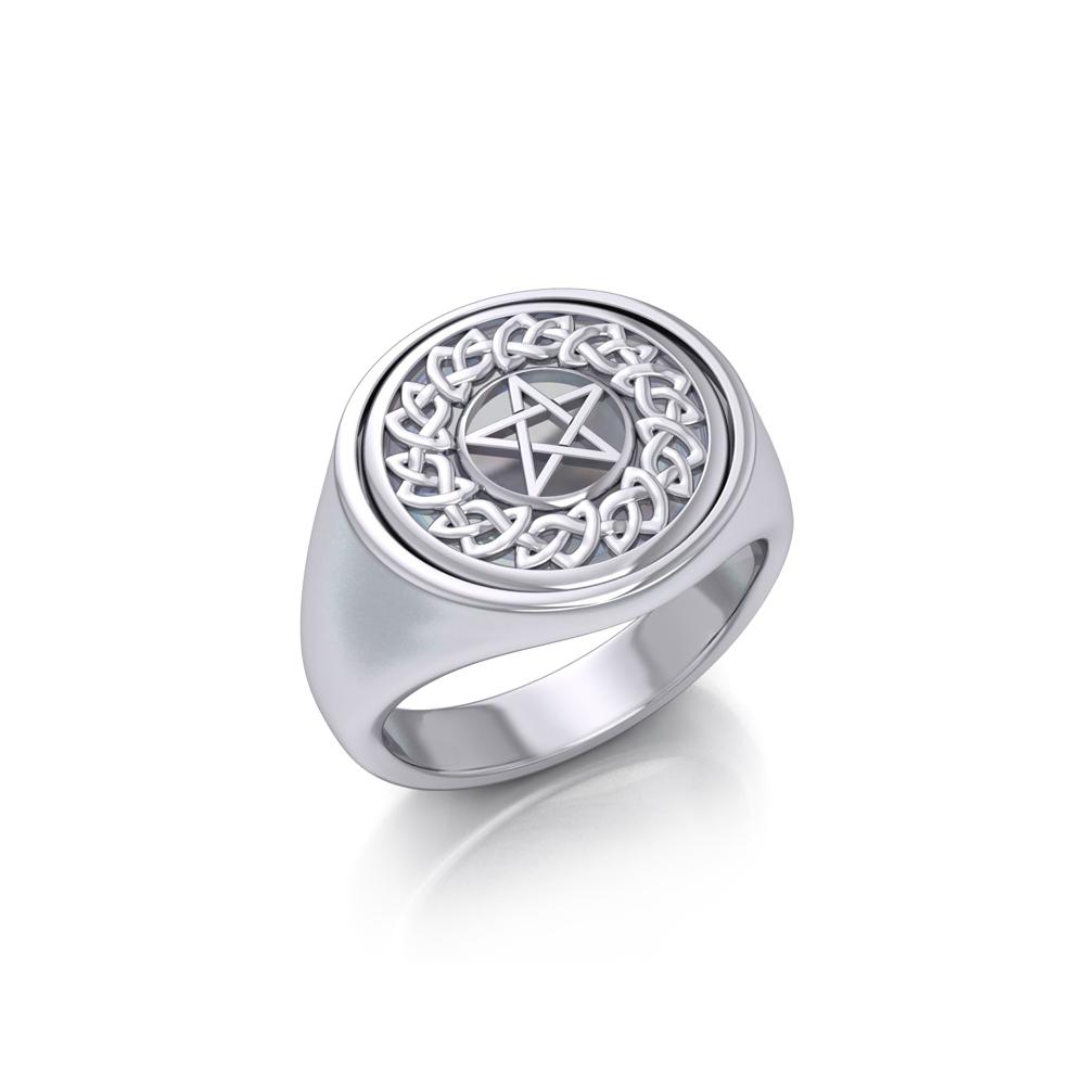 Silver Celtic Pentacle Flip Ring TRI161