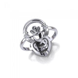 Claddagh and Celtic Heart Sterling Silver 2 in 1 Ring TRI1682 - Jewelry