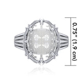 Flower of Life Sterling Silver Ring with Natural Clear Quartz TRI1718
