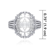 Star of David Sterling Silver Ring with Natural Clear Quartz TRI1719