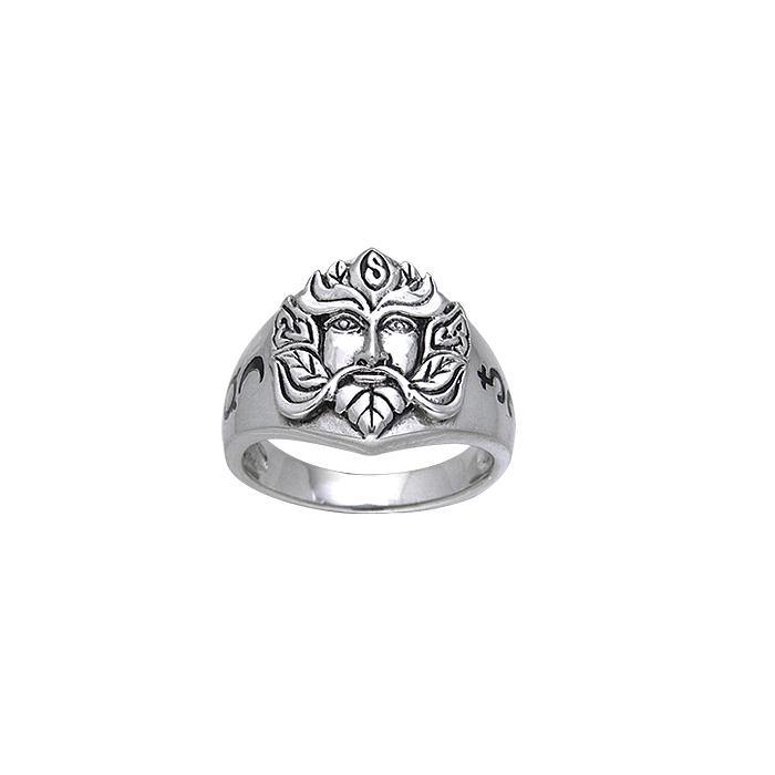 Green Man Silver Ring TRI175 - Jewelry