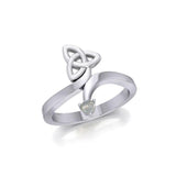 Celtic Trinity Knot with Round Gem Silver Ring TRI1788 - Jewelry