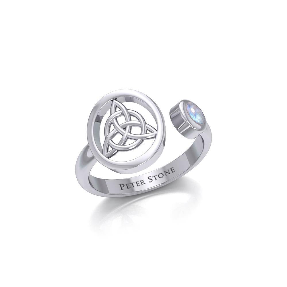 Small Silver Triquetra Ring with Gemstone TRI1800 - Jewelry