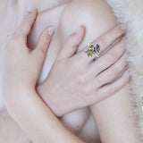 Koala Bear with Gemstone Flower Silver Ring TRI1819 - Jewelry