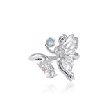 Flying Fairy with Flower Silver Ring with Gemstone TRI1825 - Jewelry