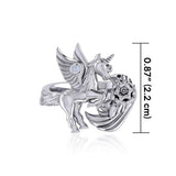 Enchanted Sterling Silver Mythical Unicorn Ring with Gemstone TRI1829 - Jewelry