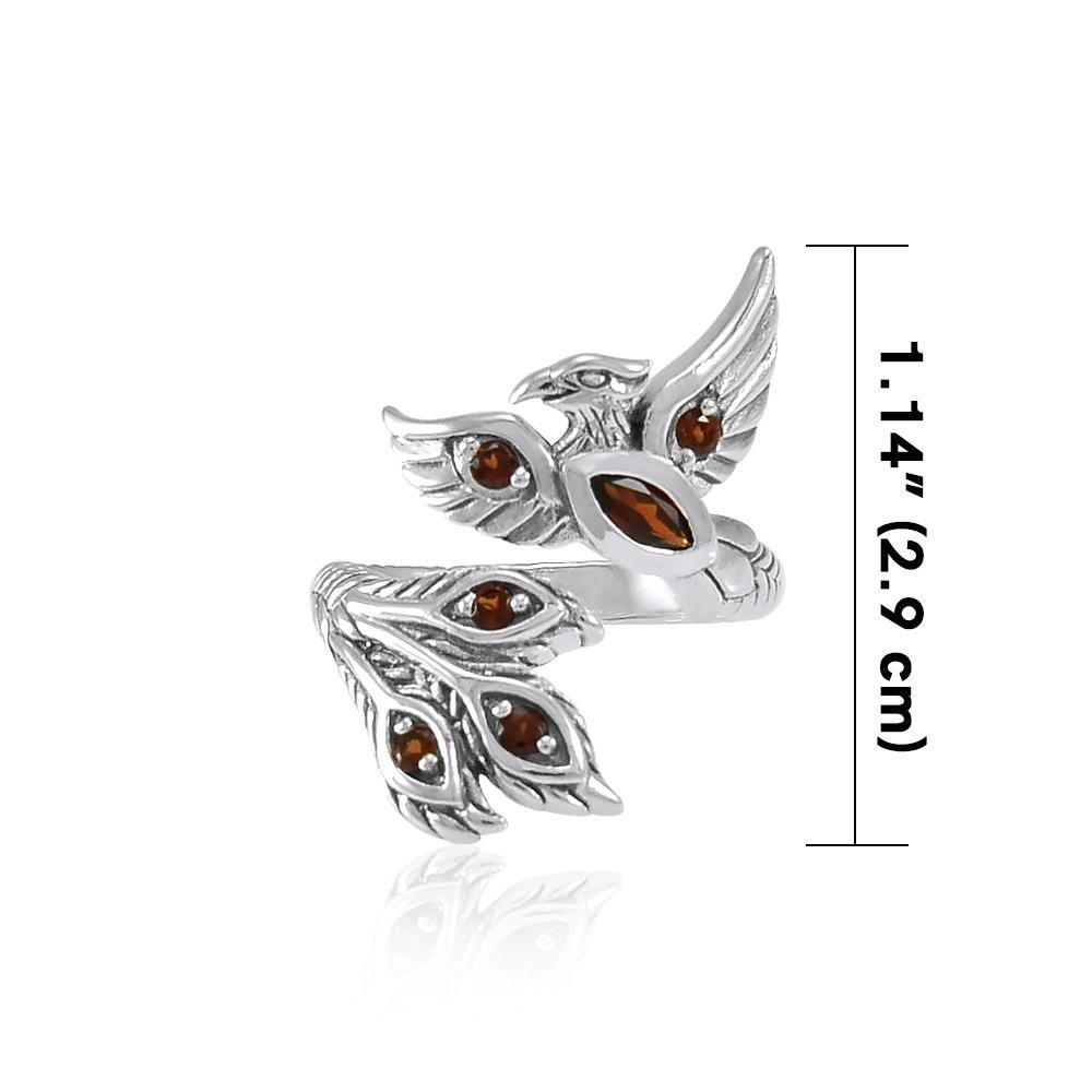 Alighting breakthrough of the Mythical Phoenix Silver Ring with Gems TRI1835 - Jewelry