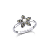 Flower with Pearl and Marcasite Silver Ring TRI1867 - Jewelry