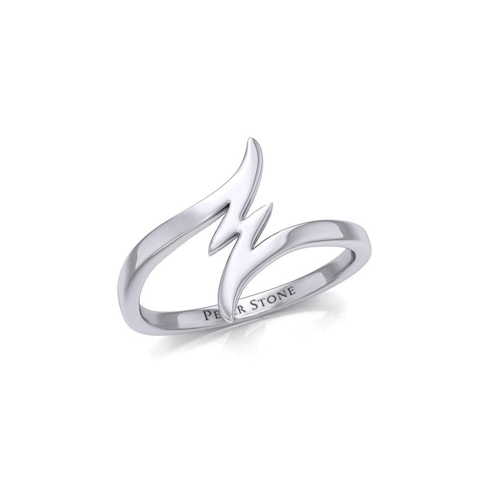Lightning Bolt Small Silver Ring TRI1868 - Jewelry
