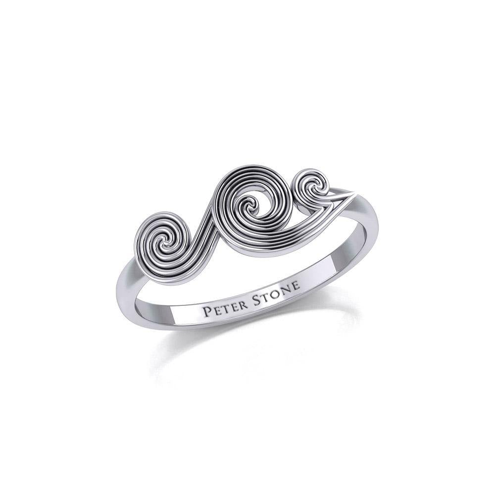Spiral Wave Silver Ring TRI1872 – Magicksymbols