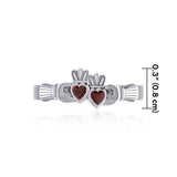 Irish Double Claddagh Silver Ring with Gemstone TRI1900 - Jewelry