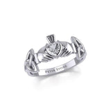 Irish Claddagh with Celtic Hand Silver Ring with Gemstone TRI1902 - Jewelry