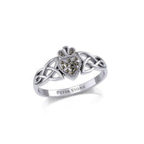 Irish Claddagh and Celtic Knotwork Silver Ring with Marcasite TRI1904 - Jewelry
