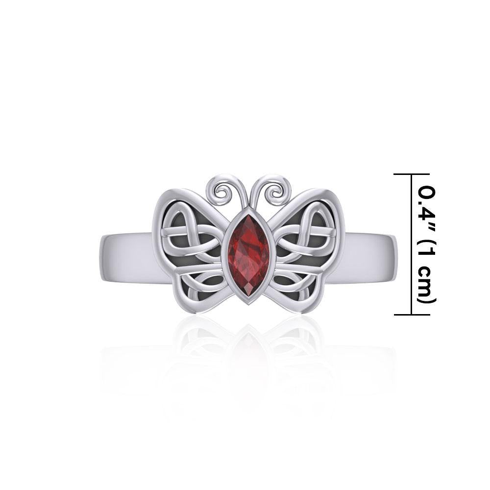 Silver Celtic Butterfly Ring with Marquise Gemstone TRI1907 - Jewelry