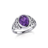 Silver Celtic Trinity Ring with Extra Large Oval Gemstone TRI1909 - Jewelry