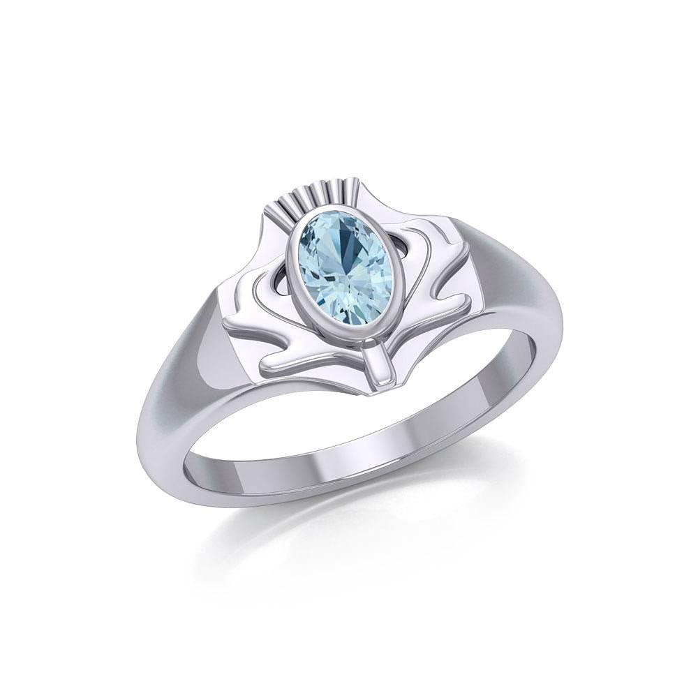 Thistle Silver Ring with Gemstone TRI1915 - Jewelry