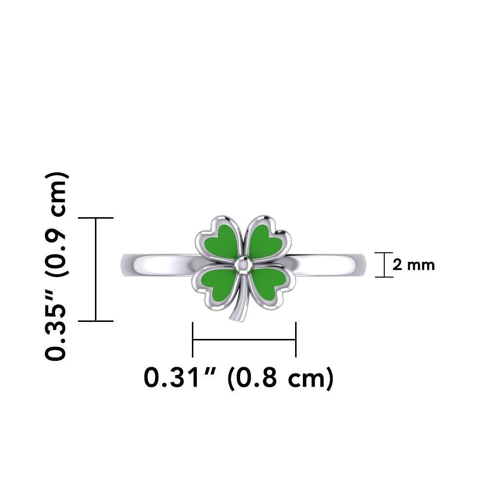 Lucky Four Leaf Clover Silver Ring with Enamel TRI1935 - Jewelry