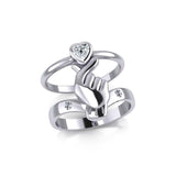 Mini Heart of Love Silver Commitment Band Ring TRI1943 - Jewelry
