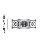 Celtic Knotwork Silver Band Ring with Gemstones TRI1947 - Jewelry