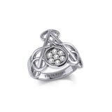 Celtic Triangle Knotwork Silver Ring with Gemstones TRI1950 - Jewelry