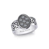 Oval Celtic Ring with Gemstones TRI1954 - Jewelry
