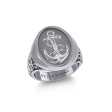 Classic Anchor Silver Signet Men Ring TRI1962 - Jewelry